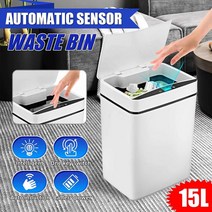 센서 자동 주방 휴지통 터치 쓰레기통 Cubo 유도 화장실 예쁜 15L 미니 욕실 스마트, Black_15L