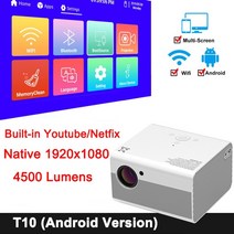 빔 프로젝터 salange t10 full hd 1080p mini led proyector native 1920x1080 4500 lumens android home, 안드로이드 버전, 나는 플러그