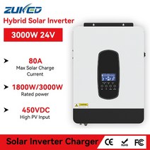 순수 사인파 하이브리드 태양광 인버터 내장 최대 80A MPPT 충전 컨트롤러 PV 450VDC 1800W 3000W 24V 230VAC, 4.1800W 12Vwith wifi