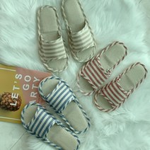 발망치슬리퍼 중학교 무중력 슬리퍼 린넨스트라이프 층간소음발망치 뚱카롱, 굵은선 실내화 여성용(240 250) 블루