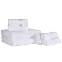 SUPERIOR 클래식 울트라 소프트 흡수력 좋은 10피스 이집트 면 세안 수건 세트 33 x 33cm(13 x 13인치) 카나리아 10장, 8 Piece Towel Set, White