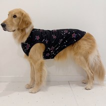 도기스타 중형 대형견옷 성조기별 민소매 면 티셔츠, 블랙