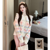 자수카라 플라워 니트가디건