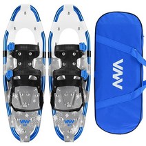 VNV Snowshoes 2022 눈송이 시리즈 남성 여성 청소년 아동용 경량 알루미늄 합금 모든 지형용 스노우 슈즈 조절 가능한 래칫 바인딩 휴대용 토트백 포함 35.6c, Blue(snowshoes+bag)