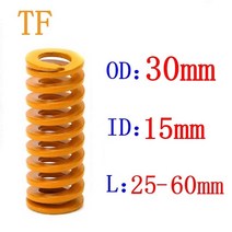 1pcs 옐로우 스프링 라이트로드 스탬핑 압축 금형 다이 스프링 외경 30mm 내경 15mm l 30-60mm, 30x15x60mm