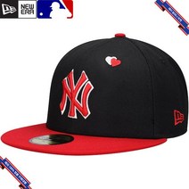 [미국정품] 900847 스냅백 캡모자 MLB [뉴욕 양키스] 뉴에라 Heart Eyes 59FIFTY Fitted Hat - Black/Red