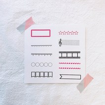 [스탬프마마] 마스킹 씰 스탬프 (디자인 종류 선택), 만년스탬프(검정), 넓은줄자(Wide Ruler)