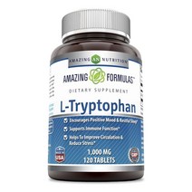 배송5-7일 어메이징뉴트리션 포뮬러 L-트립토판 1000mg 타블렛, 120개입, 5개
