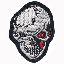 와펜 B354 - 레드 아이 해골 블랙 패션 마크 패치