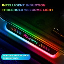 무선 자동차 인테리어 라이트 LED RGB 도어 씰 램프 자기 감지 스위치 웰컴 페달 분위기 스타일링 액세서리 커스텀 로고, 2 PCS Front door, For H-ONDA