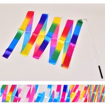 리듬체조 리본 4M 멀티컬러 6가지색상, 핑크화이트