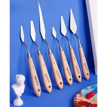 유화 나이프 나무 손잡이 스크레이퍼 페인트 아크릴, 3팩(2호 6호 15호)