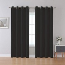 Upcortinassi Inherent 내화성 커튼 방염 창문 커튼 교실용 블랙 132.1 x 213.4cm(52 x 84인치) 패널 2개