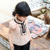 유아 자수 반팔 블라우스