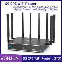 무선 라우터 5G CPE 무선 모뎀 NSA & 셀룰러 모바일 라우터 산업용 WIFI6 기가비트 게이트웨이 GT01, 01 GT01 (M01K21)_01 EU 플러그