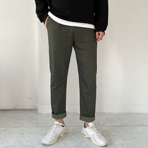 남자 세미와이드 봄 여름 가을 하이스판 캐쥬얼 면 밴딩 팬츠