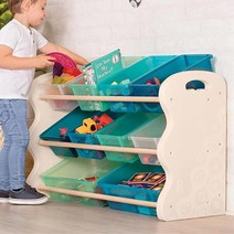 오픈형 아기장난감정리대 수납선반 3단 블럭 교구장 어린이집 인테리어