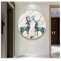 MINJING 3D전체DIY 큐빅 보석 십자수세트 경치 숲 동물 꽃사슴 두 마리 취미생활 비즈십자수 집들이 선물 생일 wdd, 1세트, 60x60cm