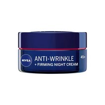 Nivea 주름 방지 + 퍼밍 나이트 케어 페이스 크림 45+ 마카다미아 너트 오일 시어 버터 및 판테놀 50ml / 1.6온스