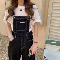 곰돌이 숍 키 작은 청 멜빵바지녀 가겨울 루즈핏 여자점프수트 청멜빵바지 멜빵바지 여성청멜빵바지 여자여름점프슈트