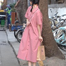 메이킹유 데일리 반팔카라 롱기장 포켓원피스 C8754첼로원피스