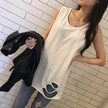 오브치치 1+1 오버사이즈 구제 나시 티셔츠 민소매 빅사이즈 레이어드 나시티