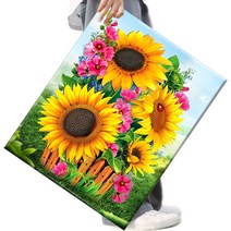 FASEN 액자 보석십자수 캔버스형 DIY 키트 40 x 50 cm, 1세트, FAN119.해바라기 네 송이