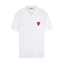 꼼데가르송 남성 더블하트 와펜 로고 화이트 카라티 AZ T290 051 2