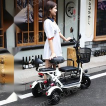 삼륜 전기오토바이 여성용 전동 스쿠터 성인 3인용 세발 전기자전거 바이크 화이트, 06.듀얼 600W 12A 30km