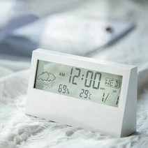 웰닷 디지털 투명 LCD 알람 시계 온습도계 온도 습도, 단품