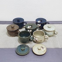 미각도예 전통찻잔 세트 7종류[쌍화차 한방차 뚜껑찻잔 도자기찻잔세트], 1set, 그린빗살