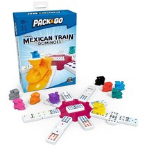 Pack Go Spin Master Games 휴대용 도미노 세트 멕시코 기차 어린이 게임 클래식 보드 성인 및 만 8세 이상 아동용 USA 미국, Mexican Train Dominoes