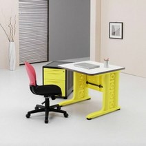 업무용책상 책상1000 사무용책상 사무실책상 인테리어책상 사무, 책상 상판색상:화이트|책상 하부색상:엘로우