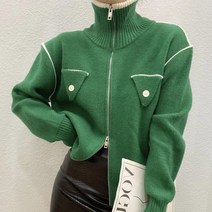 WAKUTA 여성 Streetwear 스웨터 니트 카디건 지퍼는 목 긴 소매 느슨한 야생 한국 스타일 2021 새로운 가을 패션을 거절