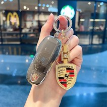 포르쉐 키케이스 키홀더 키링 파나메라 마칸 카이엔 911 TPU 블랙 화이트 그레이, 포르쉐B [그레이] + 로고마크