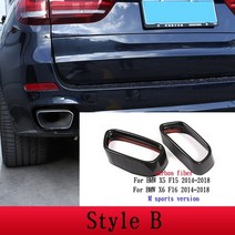 bmw x5 f15 g05 x6 f16 x7 g07 2014 40d 50i m 스포츠 스테인레스 자동차 블랙 자동차 배기 파이프 커버 스티커 자동차 액세서리, 스타일 b 탄소 섬유