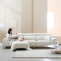 [9월 추석세일+20만원혜택] 레이디가구 비비드 천연 면피 통가죽 소파 3인용 4인용 (AA+등급 황소가죽 쇼파), 크림베이지, 04. 천연 통가죽 소파 4인+스툴