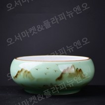 대형 예쁜 정원 수경 재배 수반 연꽃 옹기 화분 꽃수반, 세라믹, 청자 산수화 지름 18CM