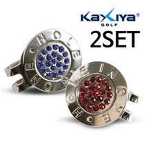 [카시야] 큐빅 홀인원 디자인 골프 볼마커 2개, 블루/레드