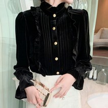 라오농 프렌치 골드 벨벳 조커 셔츠 가을 바닥 셔츠 슬림 사이즈 여성용 긴팔 재킷 KI6X +11QTadX
