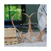하트 독특한 웨딩 Mr Mrs 게스트 북 장식 메모리 드롭 박스 서명 아크릴 대안, Custom Style 3