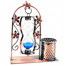 모래시계 나뭇잎 장식품 생일선물로 딱, 철문 펜 홀더 : 푸른 모래