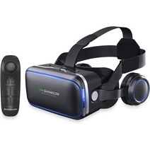 iPhone 및 Android 전화용 VR 헤드셋 TV 영화 비디오 게임용 3D 안경 원격 컨트롤러가 있는 iPhoneAndroid 전화 호환 4.76인치용 가상 현실, vr 헤드셋(원격 포함)