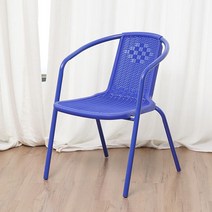 라틴 의자 곡목 카페 야외 라탄 의자 암체어 2개, 블루(2개)