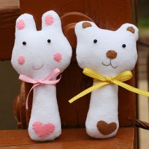 [펠트친구] 화이트 리본 인형만들기(실 바늘 솜포함)/ 미술놀이 교육 소품 패키지 만들기 핸드메이드 diy, 곰