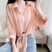 오노마 오노마 ONM 여름 여성 데일리 셔츠 얇은 긴팔 허리 매듭 블라우스 (8946042)