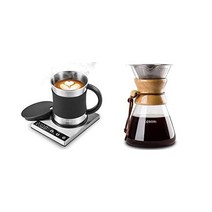 정품 코스 COSORI 푸어오버 커피 메이커 더블 레이어 스테인레스 스틸 필터 8컵 드리퍼 브루어 고내열 카라페 캠핑 하이킹용, Mix, with Mug Sets