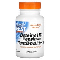 닥터스 베스트 베타인 HCL 펩신 젠션 비터즈 보충 영양제 120캡슐, 120 Count