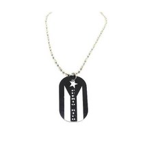 WhiteBlue 푸에르토리코 블랙 플래그 군번줄 스테인레스 스틸 대나무 체인 목걸이