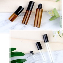 공병 롤러 향수 리필 소분 병 통 용기 볼 화장품 롤 온 롤링 유리 오일 아로마 휴대용 미니 샘플 여행 기내 캠핑 용 케이스, 제품선택, 갈색 - 10ml